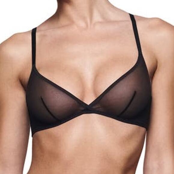 Skims NEW fine mesh triangle bralette in onyx black size small sexy sheer - Picture 1 of 6